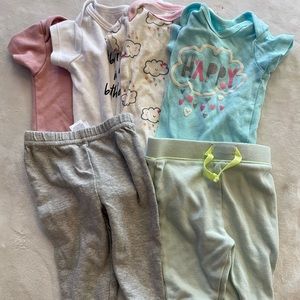 Baby girl onesies and pants 0-3, 3-6